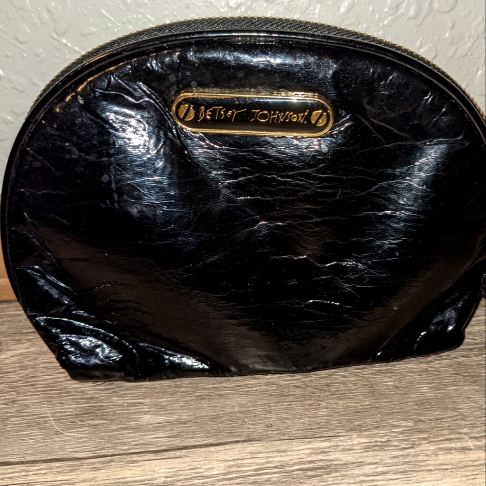 Betsey Johnson Patent Faux leather cosmetic pouch make-up bag